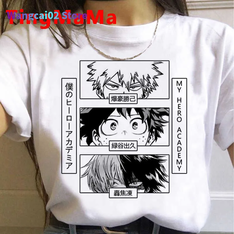 T-shirt da uomo Anime giapponesi My Hero Academia T-shirt da donna Kawaii Bakugou Cartoon unisex Boku No Hero Academia Todoroki Graphic Tees Donna 022023H