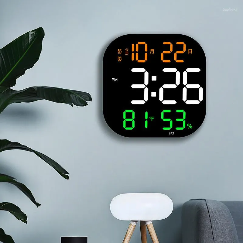 Wall Clocks Square Large Screen LED Digital Clock With Remote Control Temperature Date Day Electronic Alarm Home Decor