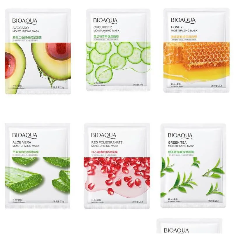 Other Skin Care Tools Bioaqua Cucumber Centella Honey Avocado Moisturizing Facial Mask Sheet Pomegranate Aloe Plant Masks Drop Deliv Dhxde