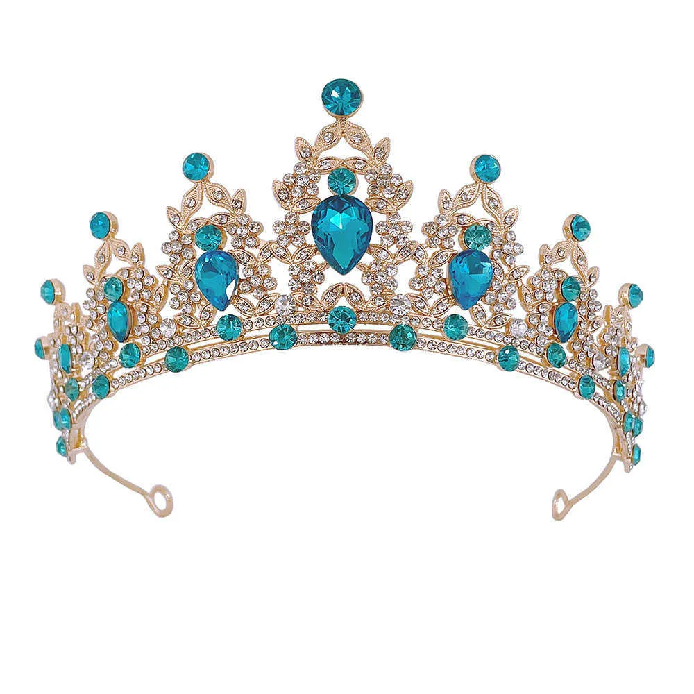 Tiaras kmvexo bruiloft haar tiara kristal bruids kroon goud kleur diadeem sluier tiaras bruiloft haaraccessoires hoofddeksels hoofd sieraden z0220