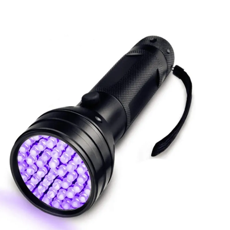 Lanterna UV Luz preta 100 LED 395 Nm Tocha Ultraviolet Blacklight Detector para manchas de animais de estimação da urina para cães e percevejos Crestech168