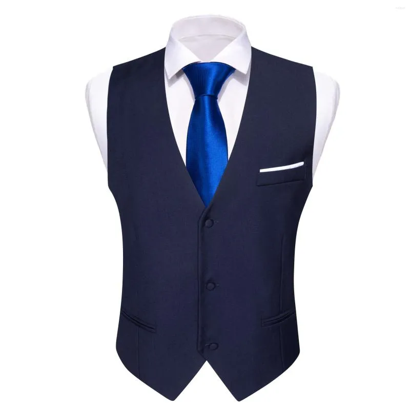Men's Vests Navy Blue Men Vest Sleeveless Silm Fit Necktie Sets Formal V-Neck Waistcoat Leisure Party Business Designer Barry.Wang DM-2431