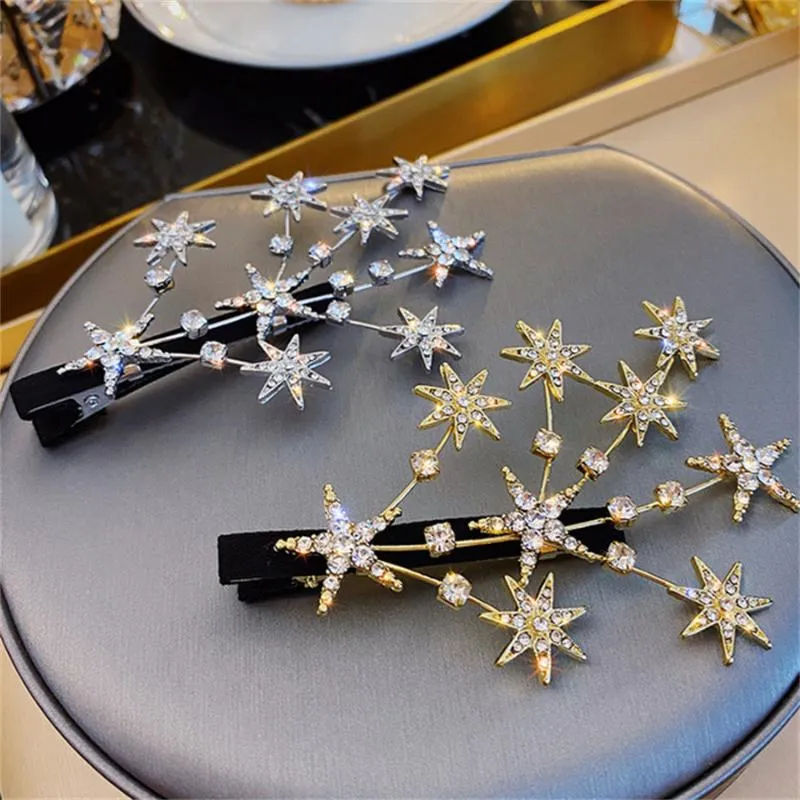 Hair Clips & Barrettes Women Luxury Elegant Shining Full Five-pointed Star Gold Sweet Ornament Headband Hairpin Fashion Accessorie