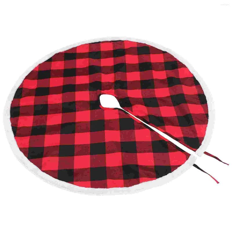 Kerstdecoraties Boomrok Rood Zwart Mat Rokken Controleer Plaid Dress Holiday Farmhouse Topper Tapijt Tapijten Wit Winter Katoen