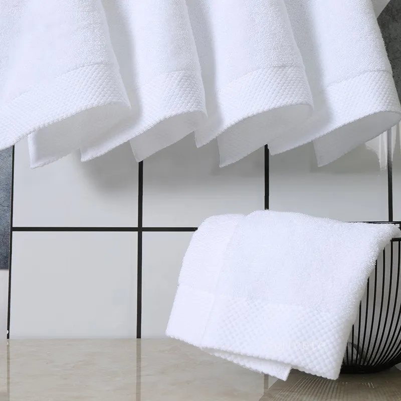 Textiles para el hogar Bordado Logotipo personalizado Toalla de baño blanca Algodón Sólido Baño Ducha Hogar Aguas termales Sauna Spa Salón de belleza Toallas Toallas de mano para la caraLT246