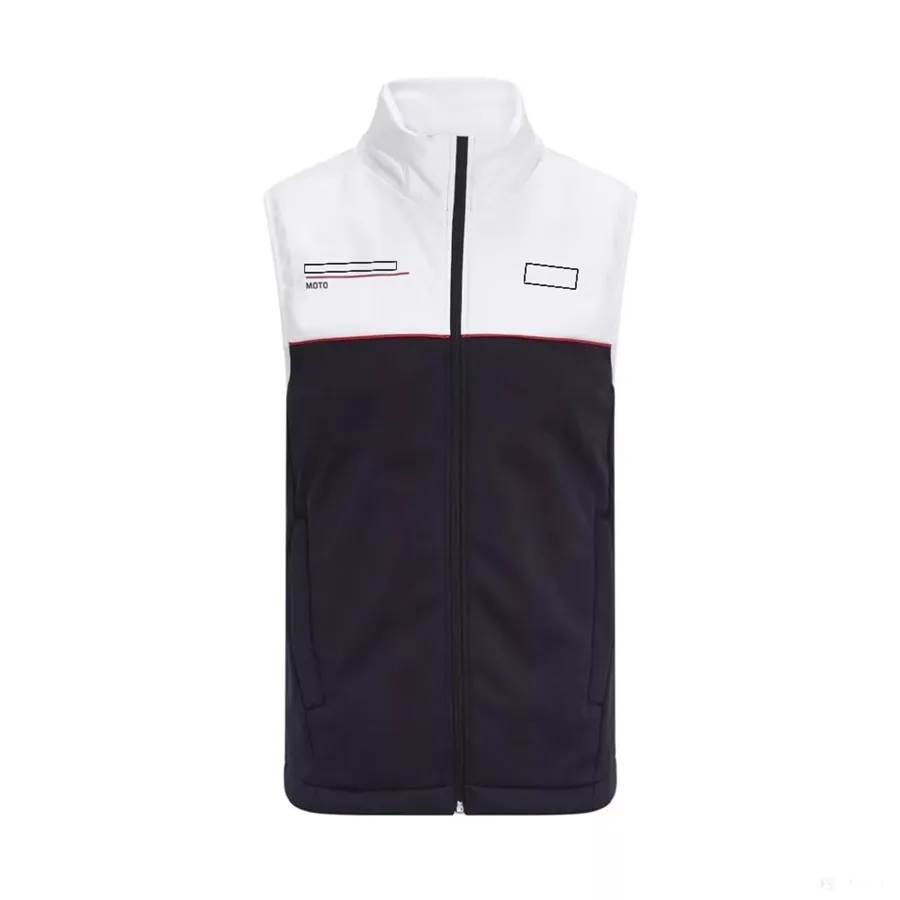 2023 New F1 Men's Vest Formula One Team Fashion Black White Jacket Sleeveless Hoodie Spring Autumn Casual Outdoor Racing Zipper Vest