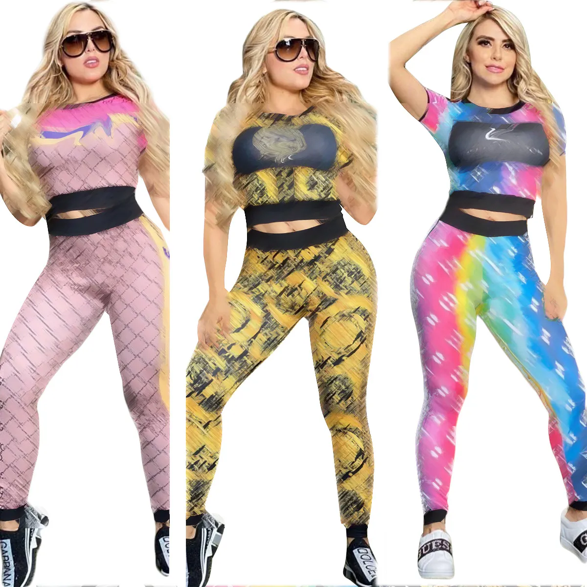 Designer ternos de marca Trechsuits Summer Mulheres roupas duas 2 peças definiram camiseta de manga curta e calça