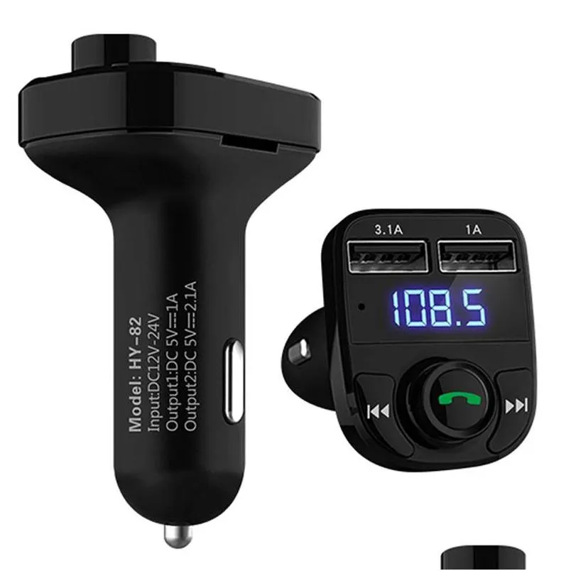 Kit Bluetooth Car Kit مزدوج USB FM Transmitter Aux Modator O Mp3 Player مع 3.1A الشاحن السريع لتوصيل الشاحن الهواتف المحمولة للدراجات النارية الإلكترون DHR4L