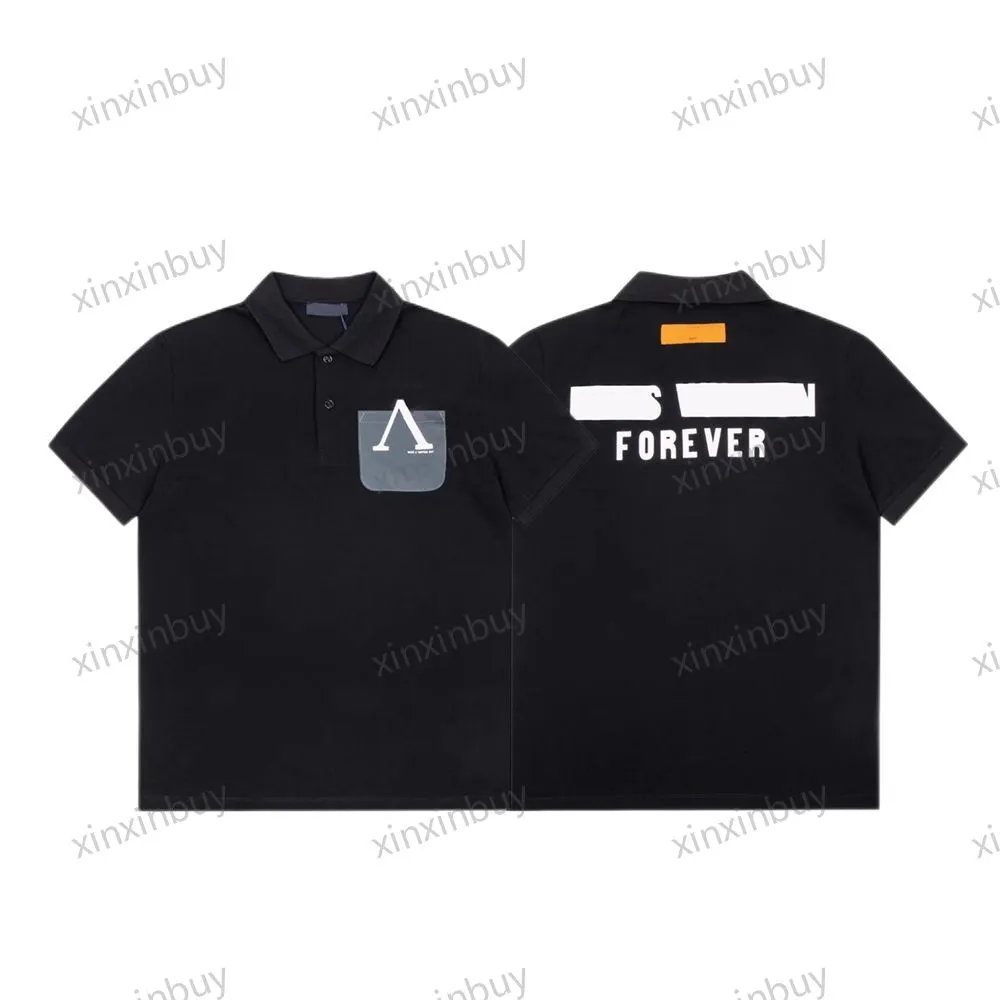 Xinxinbuy Men designer tee t shirt 23SS Paris Letter Forever Pocket Etikett Kort￤rmad bomull Kvinnor White Black Grey XS-XL