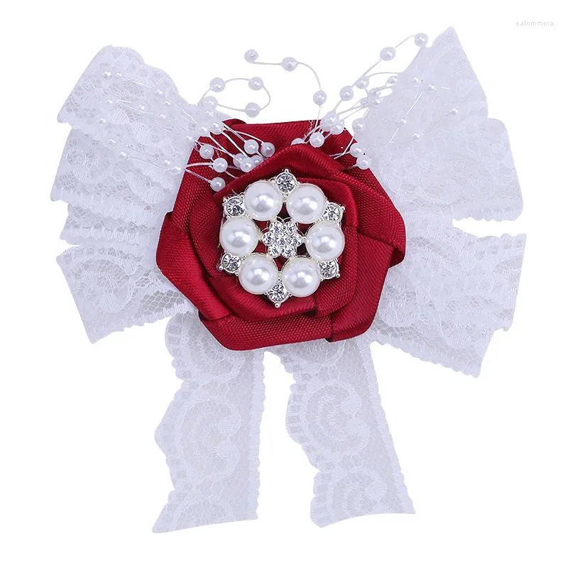 Brooches Ribbon Lace Flower Brooch Pins Fabric Crystal Pearl Corsage Lapel Wedding Party Fashion Jewelry Accessories