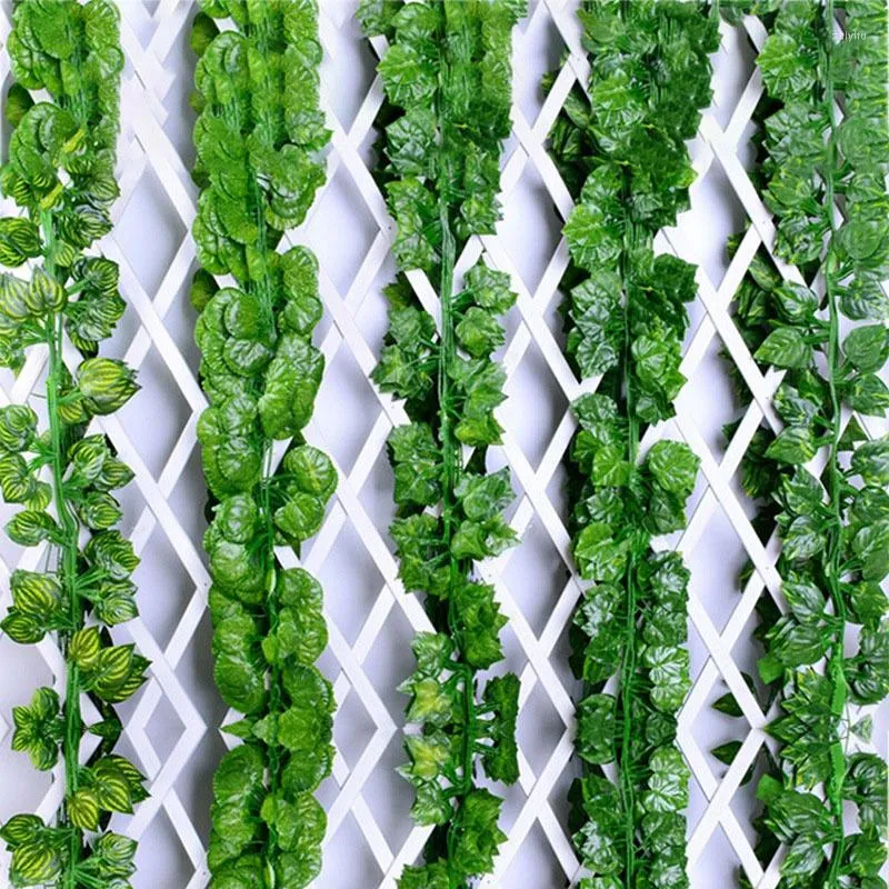 Decorative Flowers 210cm Artificial Plants Green Leaf Ivy Plant Vine For Home Garden Decor Wholesale DIY Hanging Garland Fake Leaves Creeper