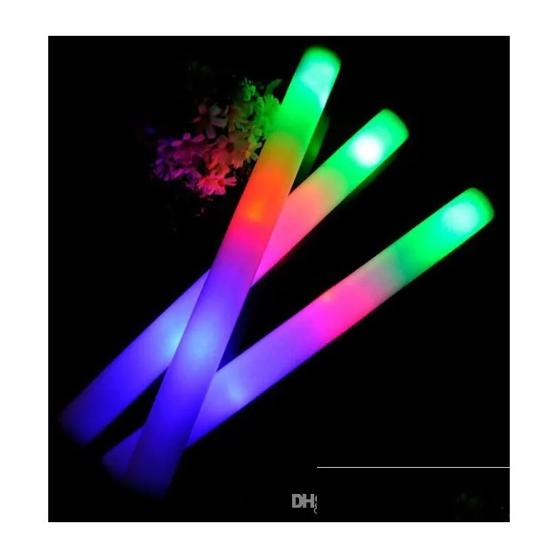 led light sticks foam stick colorf flashing batons red green blue up festival party 장식 콘서트 콘서트 소품 드롭 배달 장난감 선물 DHZ2Z