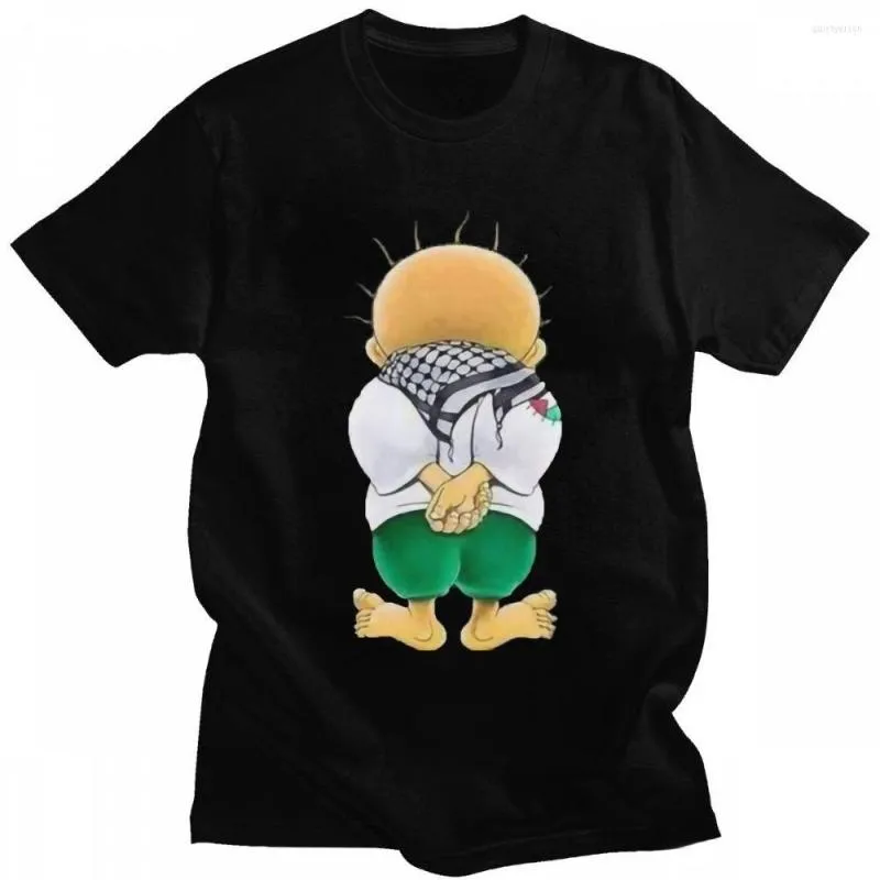 Camisetas para hombre, camiseta clásica con símbolo nacional de Palestina Handala para hombre, camiseta informal de manga corta con dibujos animados del Orgullo Palestino, ropa de calle