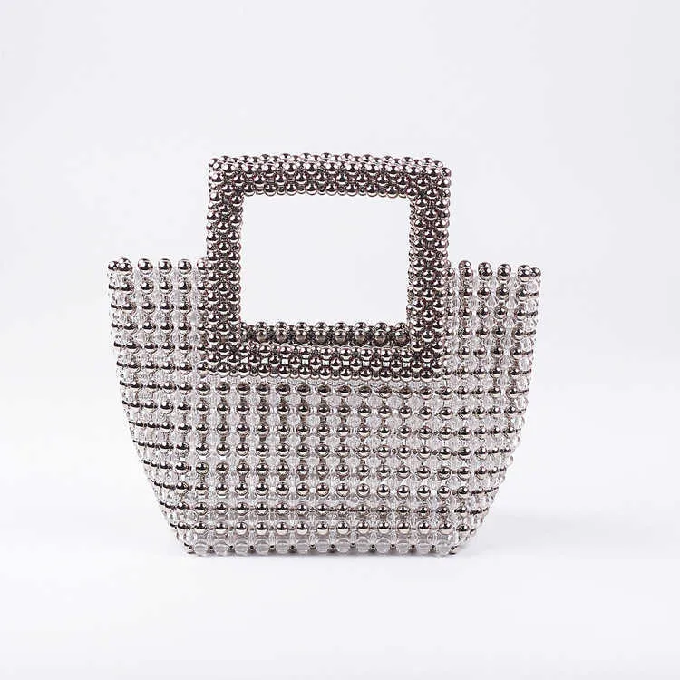 Dinner Bag Women's Handbag Heavy Industry Acrylic Square Handv￤ska DIY Handgjorda p￤rlstav Woven Women's Handbag 230220