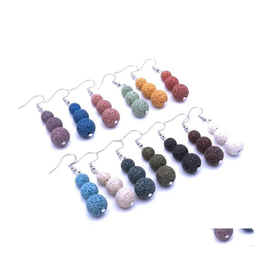 Charme 8mm 10mm 12mm Lava Stone Charms Boucles d'oreilles DIY Huile Essentielle Diffuseur Bijoux Femmes Perles Volcaniques Boucle d'oreille Drop Livraison Dhvgs