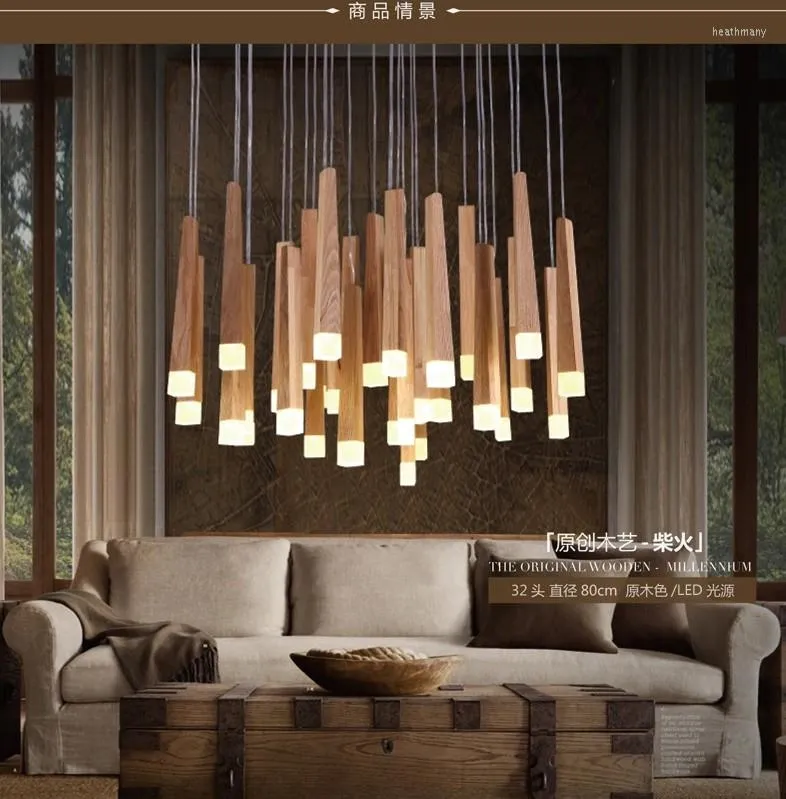 Lampes suspendues Style campagnard américain lumières bois Led luminaires chauds pour la maison décorative maison jardin salle de lecture
