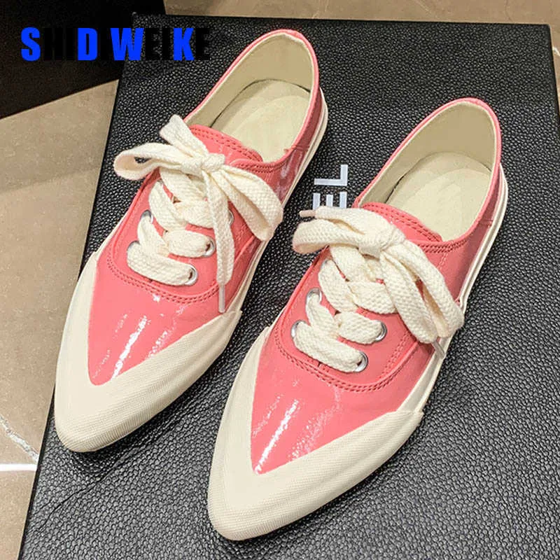 SDWK Women Patent Leather Sport Casual schoenen Flats Sneakers Running Ladies Loafers Pointed Toe Mujer Zapatos FAD 0220