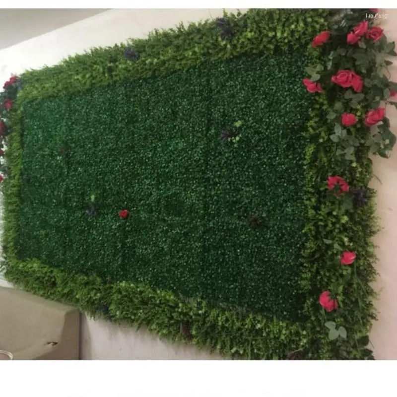 Decorative Flowers 25cm X Artificial Plastic Boxwood Fake Foliage Grass Mat UV Protect Buxus Milan Shop Home Garden Wall Decoration
