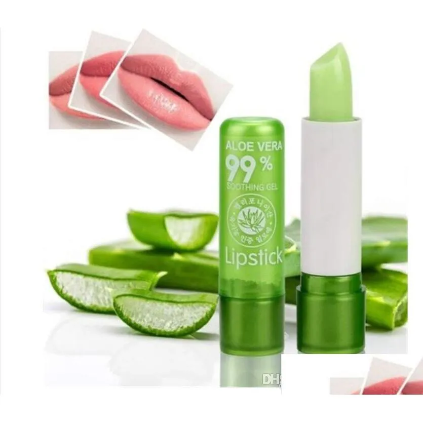 Balsam do ust 1pc Aloe Vera Lipstick Kolor Zmiana długotrwała nawilżająca kij kosmetyczny maquiagem dostawa zdrowia piękno M DHXCV