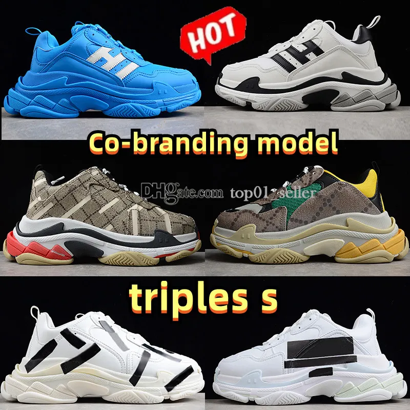 NEW Co-branded models originals casual Shoes triples s 17 fw paris triple Luxury Men Women platform sports blue runner Vintage for Spring and Autumn Daddy shoe sneaker