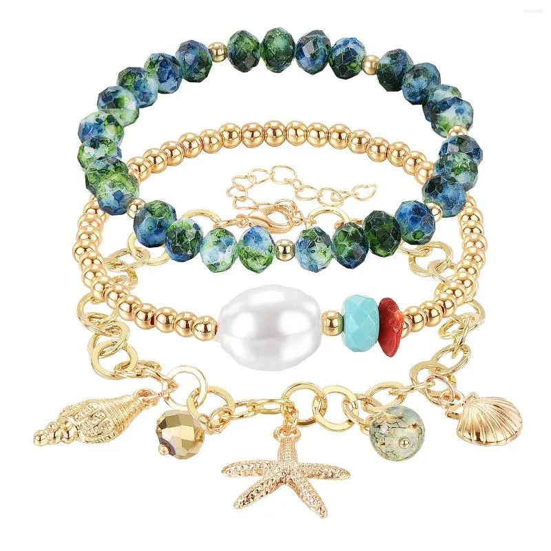 Strand Boho Bracelets 소녀 손목 액세서리 3 레이어 쌓인 일치 생일 선물 여성 랩 LY