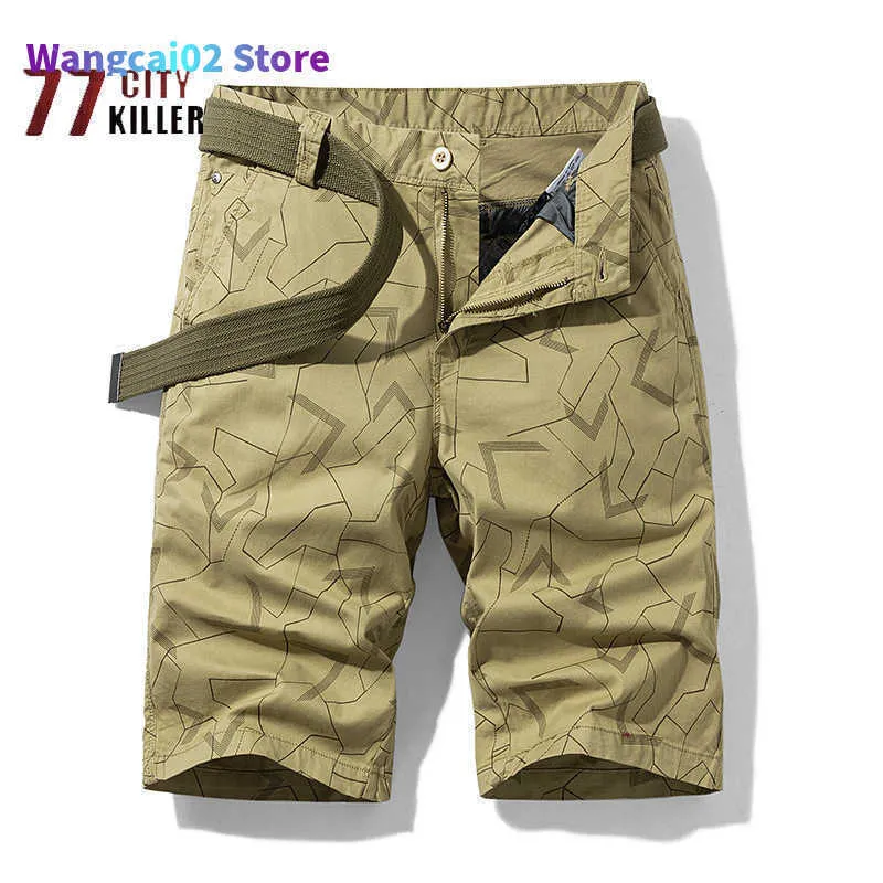 Pantalones cortos para hombre Pantalones cortos para hombre Patrón geométrico de verano Algodón Pantalones casuales de cinco puntos Hombres Jogging táctico Bermudas transpirables Masculina 022023H