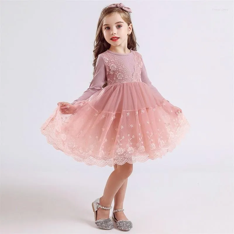 Robes d'hiver longues et chaudes pour filles, vêtements Tutu en Tulle à fleurs, pour fête de mariage, pour enfants de 3 4 5 6 7 8 ans, 2023