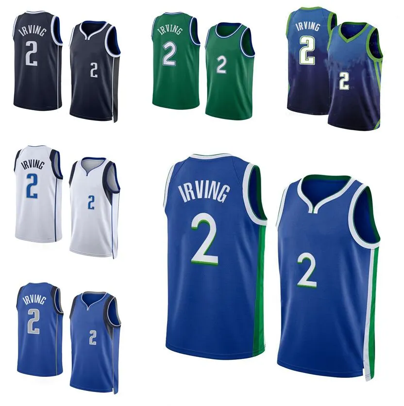 Kyrie Irving Basketball Jersey S-XXL 2022-23シーズンホワイトブラックメンズユースシティジャージー