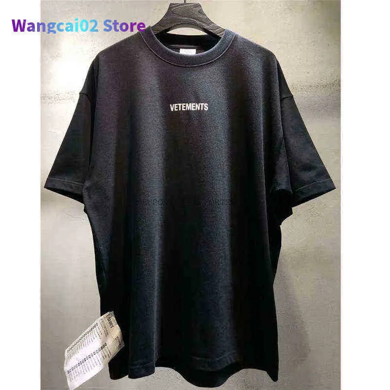 T-shirt da uomo Streetwear Hip Hop Oversize Vetements T-shirt manica corta Big Tag Patch VTM T-shirt Ricamo Nero Bianco Rosso T-shirt Vetements 022023H