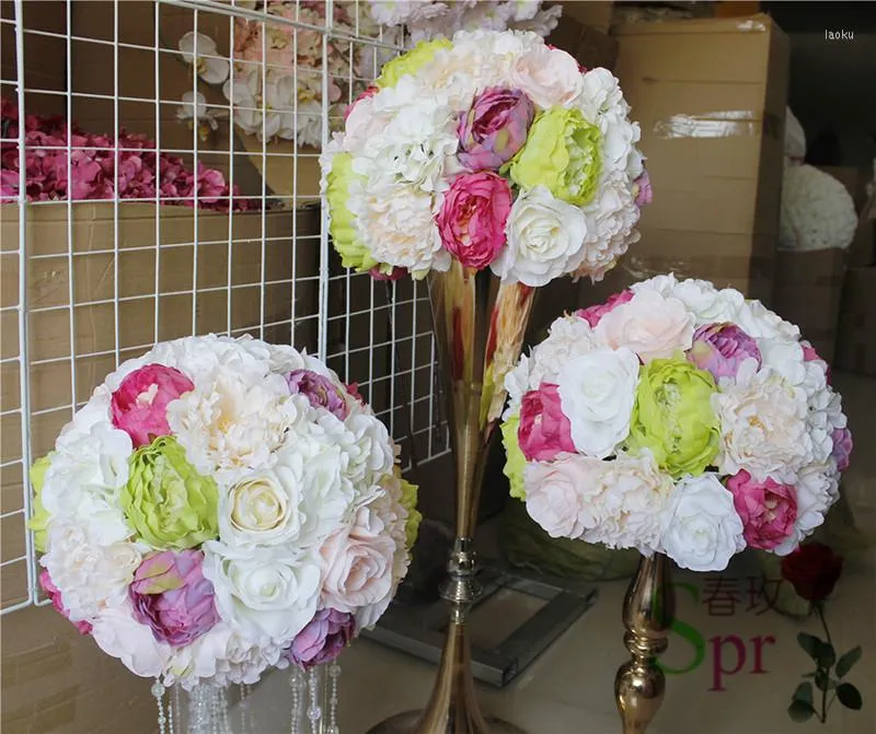 装飾的な花Spr！10pcs/lot Weddingテーブルボールセンターピース装飾人工花の壁の背景ステージ装飾フロー