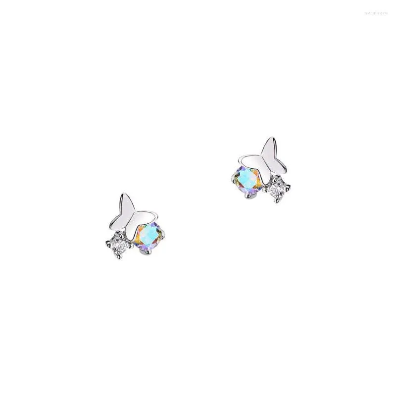 Hoopörhängen Kvinnor Small Hoops S925 Sterling Silver Color Flash Drill Butterfly Oversize For Women
