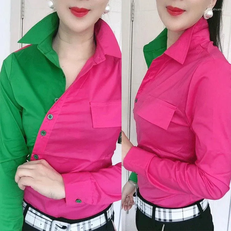 Women's Blouses Asymmetrical Women Shirts Summer 2023 Turn-Down Collar Long-Sleeved Slim Office Lady Elegant Outwear Tops