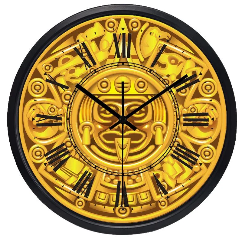 Horloges murales Egypte Gold Craxtive Clock Metal Frame Glass Top Decrorative