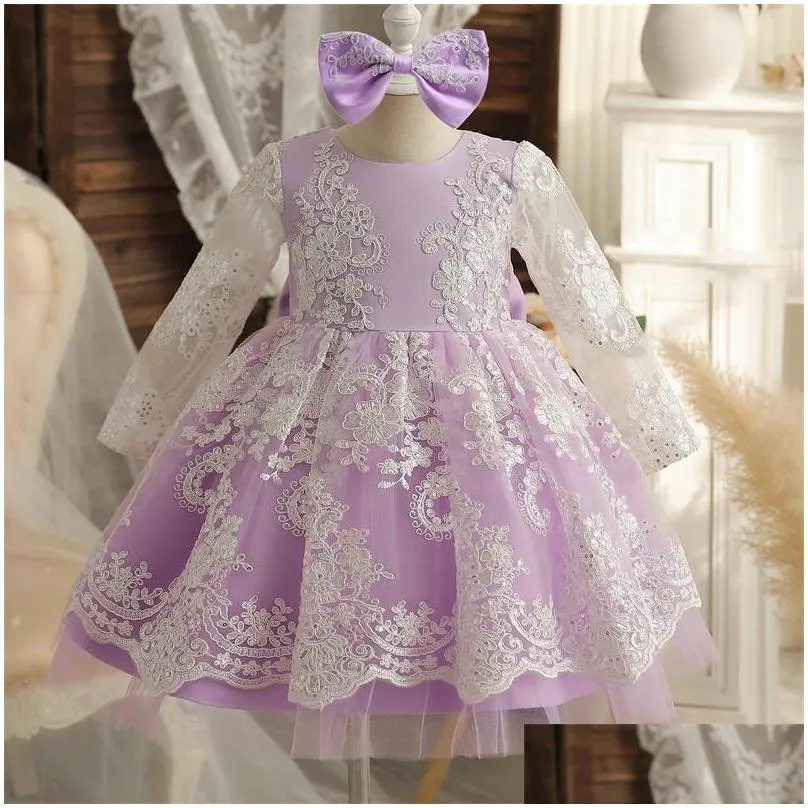 girls dresses lace embroidery dress for baby girls 1st birthday party elegant princess toddler baptism gown ceremony clothinggirls