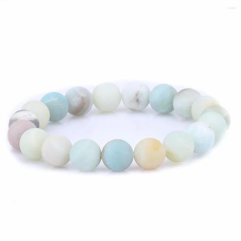 Strand 2023 Natural Round Stone Matte Amazonite pärlor armband Buddha huvudarmband armband för kvinnliga damsmycken