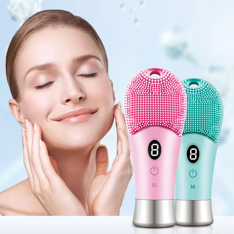 Ultrasonic Facial Cleansing Brush: Exfoliate, Vibrate & Massage with Silicone Scrub - Mini Hot Cleaning Tool for Cosmetics