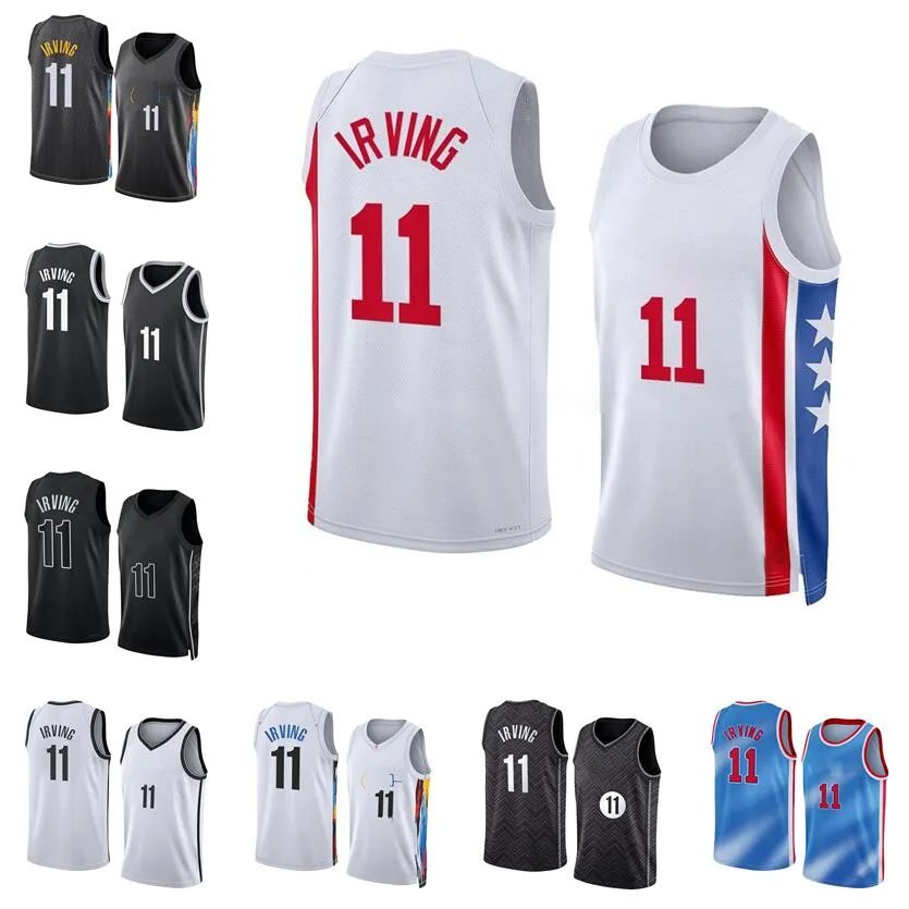 Niestandardowe koszulki do koszykówki Kyrie Irving S-xxl 2022-23 Sezon Blue White Men Women Youth City Jersey 11