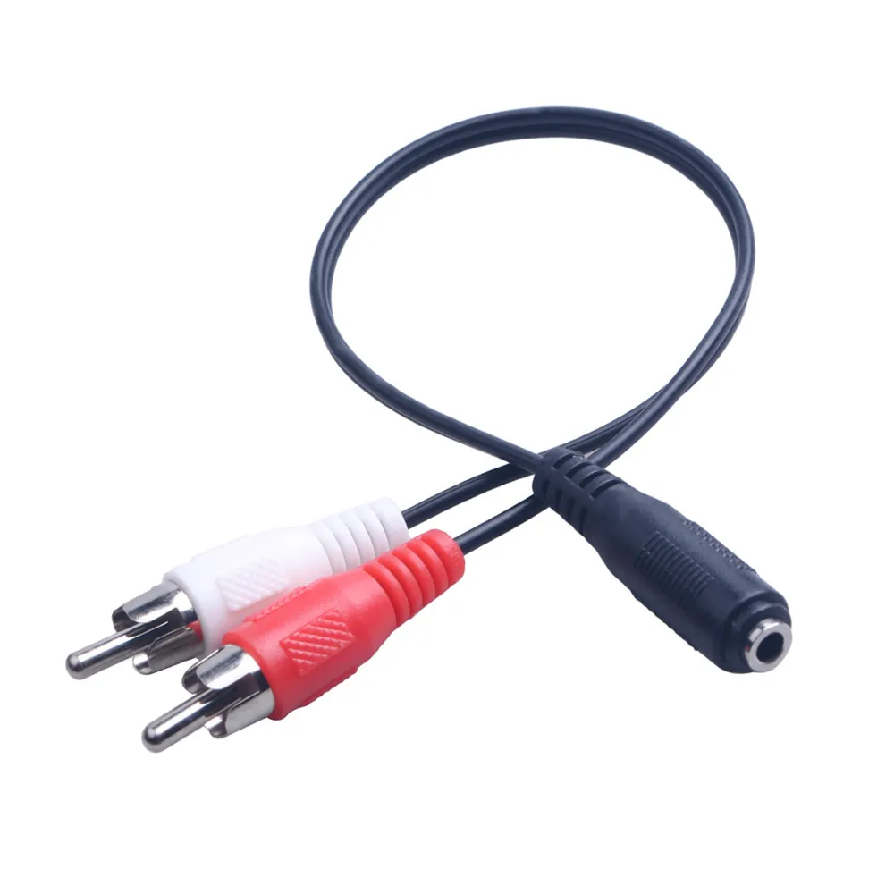3,5 mm Jack est￩reo Cable f￪mea para 2 RCA Male Socket para fone de ouvido 3.5 adaptador Aux y para amplificadores de DVD