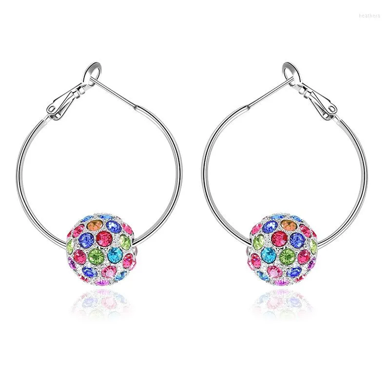 Hoop oorbellen ER-00213 in mode-sieraden verzilverde kleurrijke bal oorbel voor vrouwen 2023 Kerstcadeau drop Groothandel