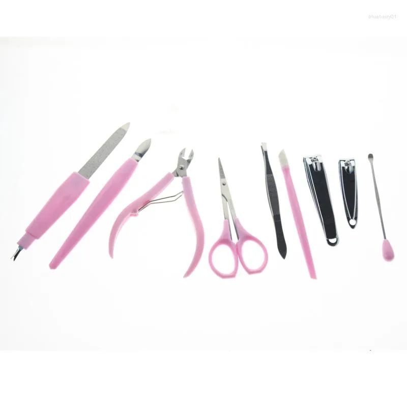 Kit per nail art 9 in 1 set di strumenti per manicure professionale per pedicure Include file Clipper Pusher Scissor Tweezer Earpick Cuticle Nipper Shear
