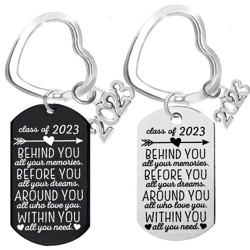 Key Rings Keychain Class of 2023/behind You Graduation Gift for Student School College for Women Men Stainless Steel Letter Love Heart Chain