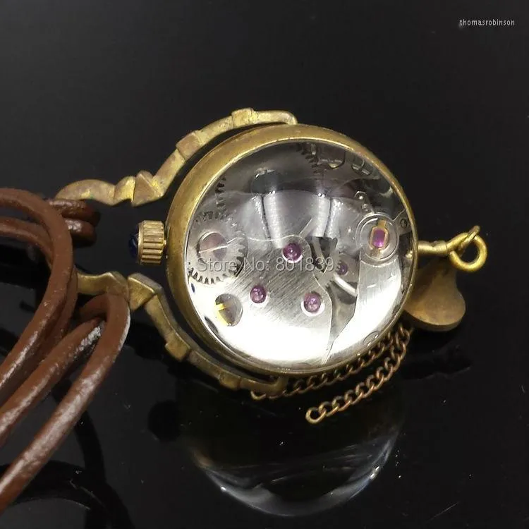 Orologi da tasca 1882 STILE ANTICO ROMANO TONO RAME OROLOGIO DA DONNA A CARICA MECCANICA CON CATENA IN PELLE BEL REGALO DI NATALE H034