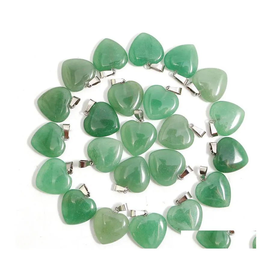 Takılar doğal taş kolye kalp kolye yeşil aventurine değerli taşlar için 20mm kadınlar için diy mücevher yapım hjewelry damla d dhbif