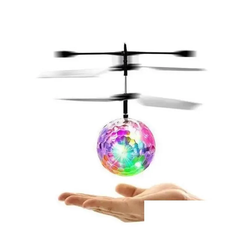 RC Flying Ball With LED Lights - Robot Drone Toy For Boys Girls Ages 3-11 (Electric)