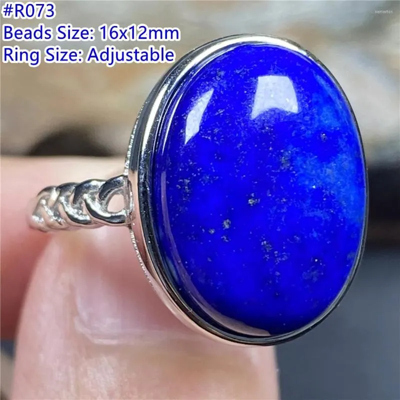 Klusterringar naturliga lapis lazuli ring för kvinnor dam män läker kärlek gåva kristall silver pärlor sten justerbara adel smycken