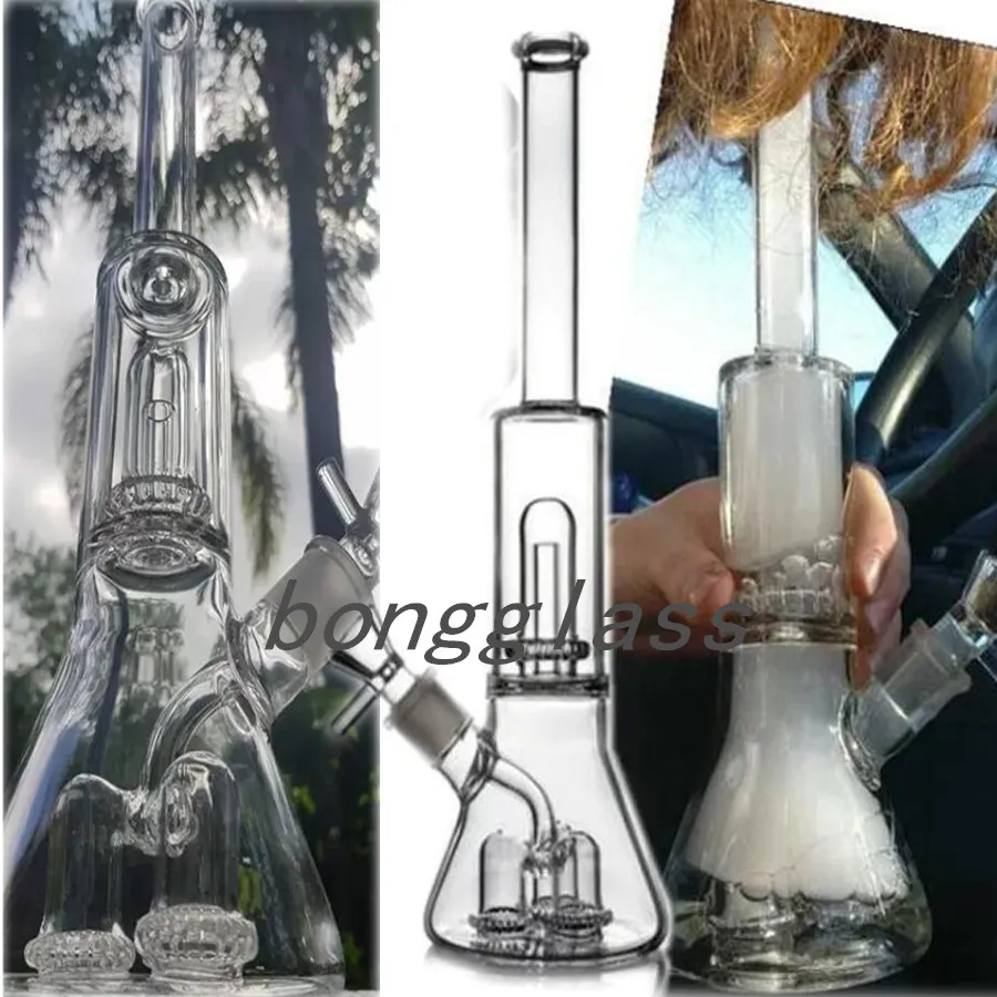 13.4 인치 비이커베이스 dab rigs hookahs 연기 유리 파이프 유리 물 봉과 18mm 보울