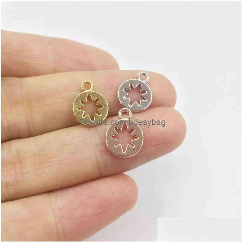 매력 eruifa 예쁜 20pcs 10mm 아니스 스타 아연 합금 여성 도매 목걸이 귀걸이 팔찌 보석 DIY 수제 2 색 Dhbqa