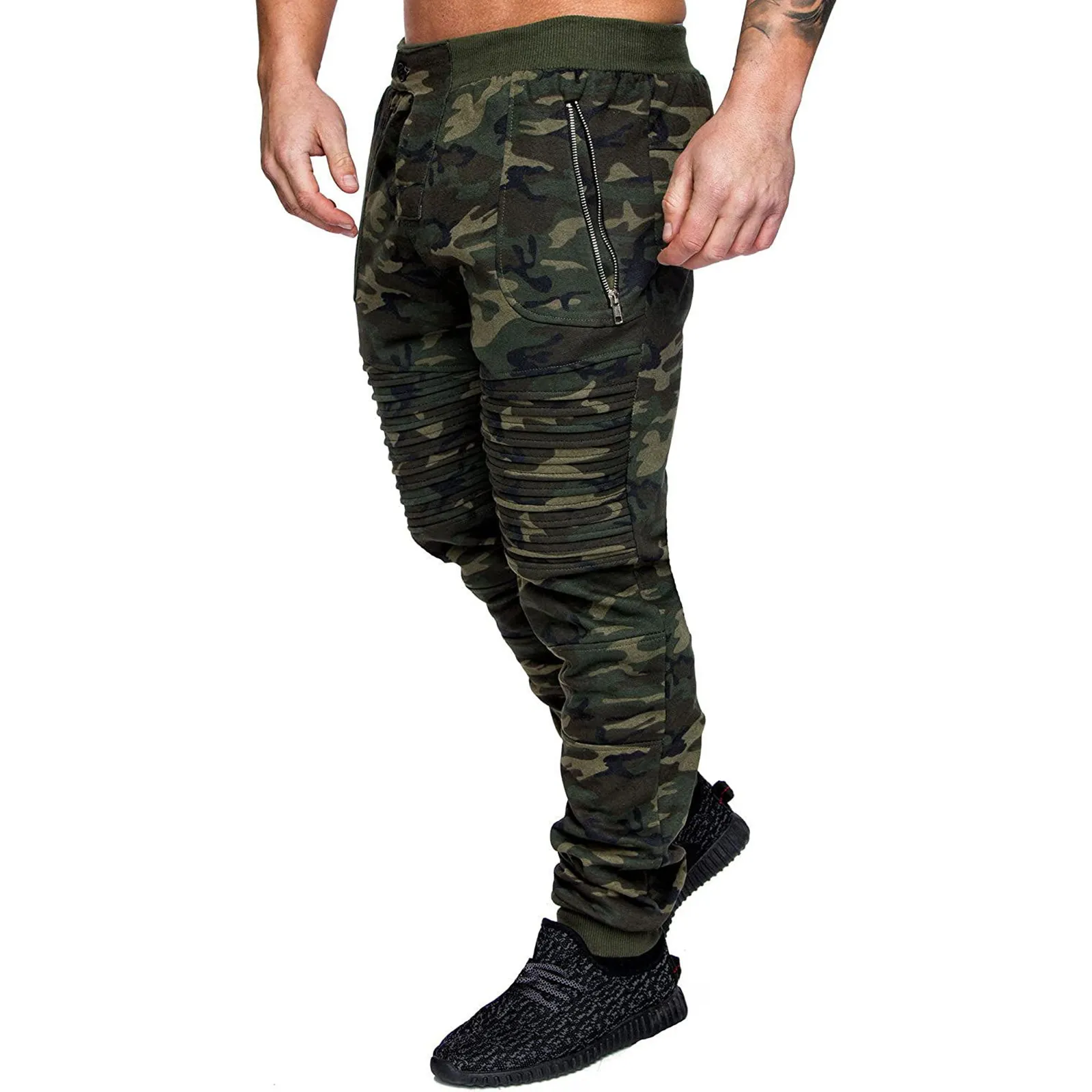 Męskie spodnie joggery spodnie dresowe swobodny kamuflaż z wysokim talii spodnie dresowe streetwear odzieży 230221