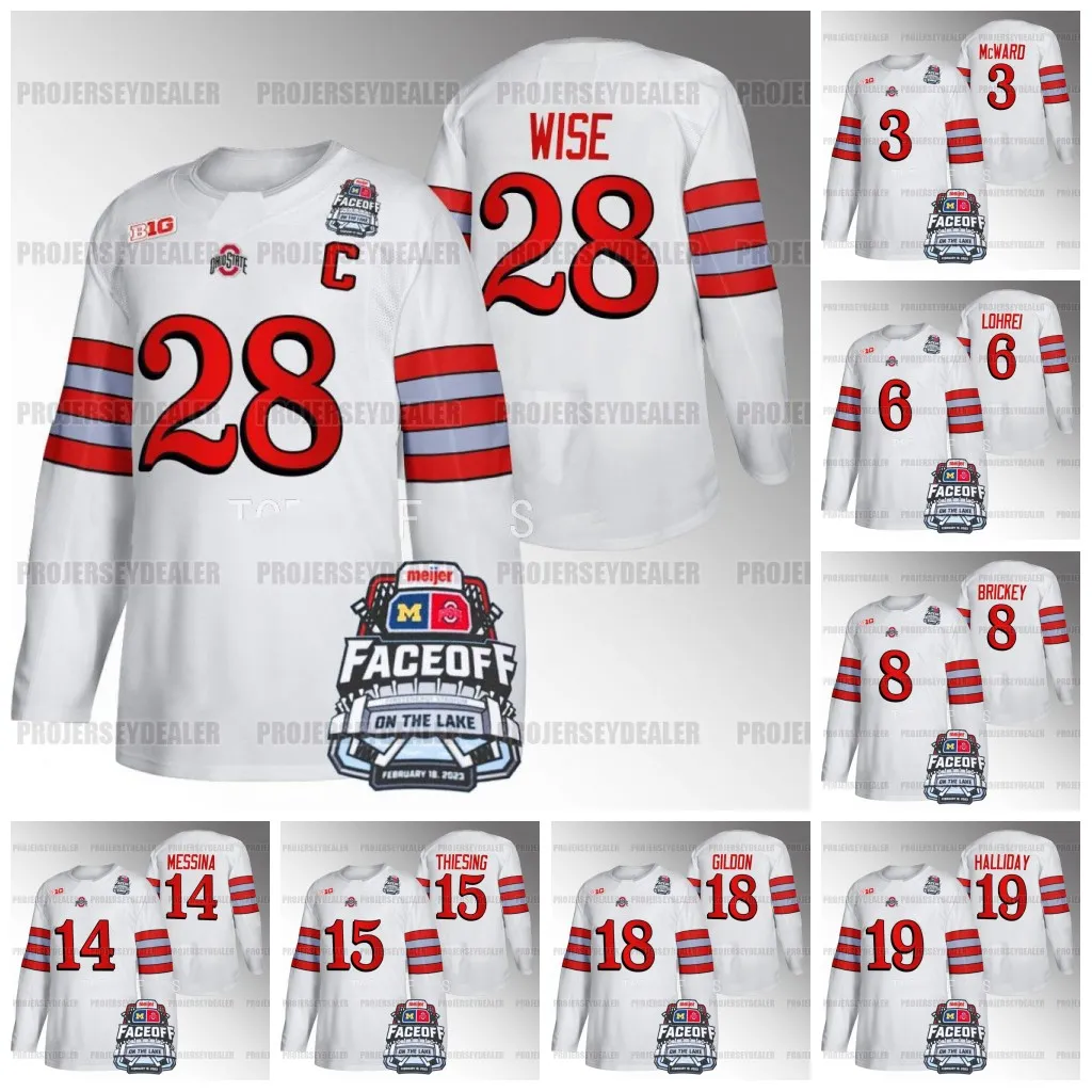 State Buckeyes Faceoff On The Lake Jersey 2023 Inspirado en el fútbol Jake Wise Cole McWard Mason Lohrei Scooter Brickey Dalton Messina NCAA College Hockey