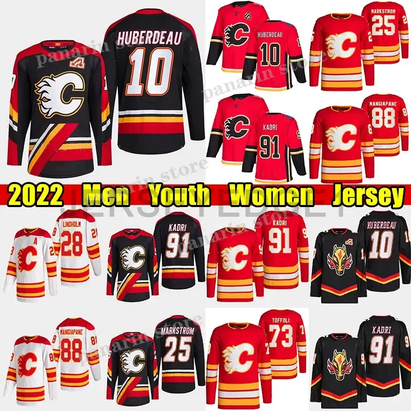 10 Jonathan Huberdeau 2023 Reverse Retro Hóquei Jersey 91 Nazem Kadri Flames Jacob Markstrom Elias Lindholm Andrew Mangiapane Tyler Toffoli Jarome Iginla Jerseys